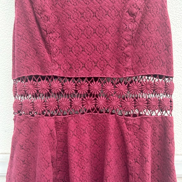 Free People Daisy Cut Out Skater Dress Women 4 Maroon Red ASO Taylor Swift Boho - Picture 5 of 12